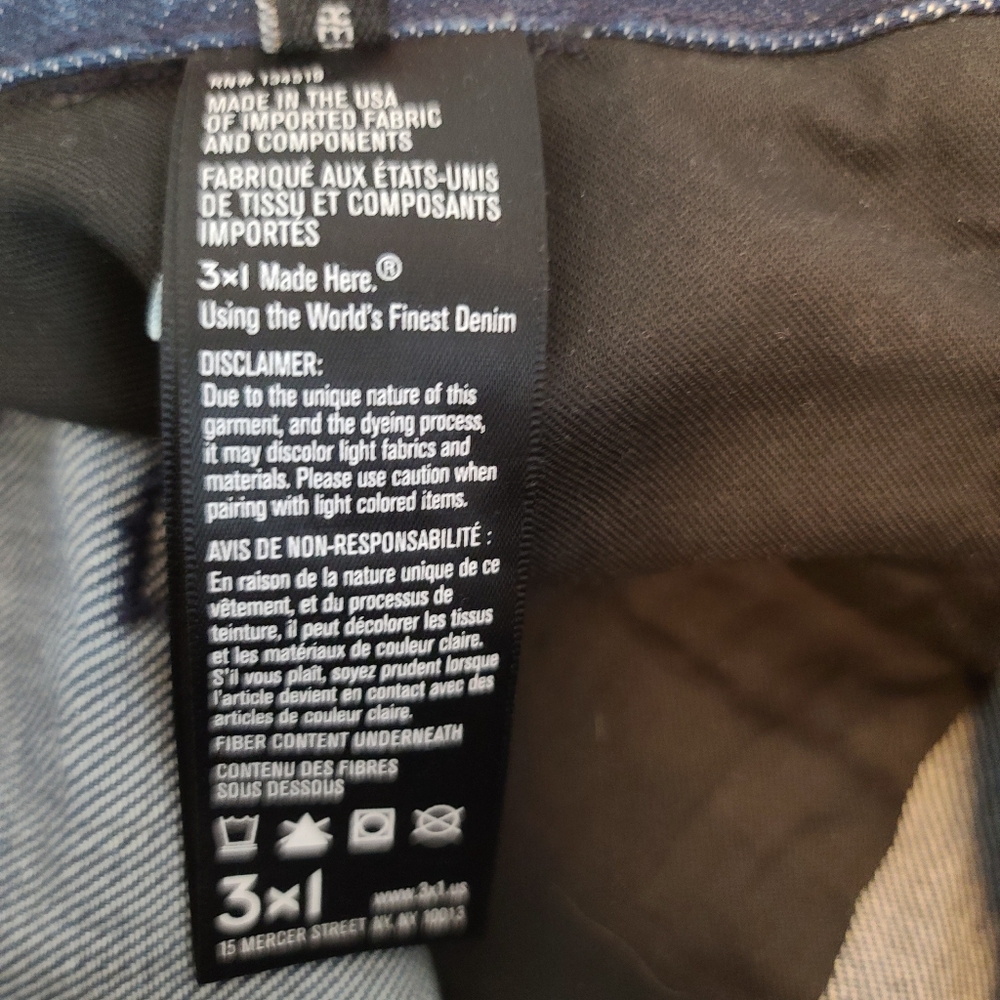 3x1 NYC Fringe Straight Crop Selvedge Jeans Lima Mid Wash - Picture 11 of 14